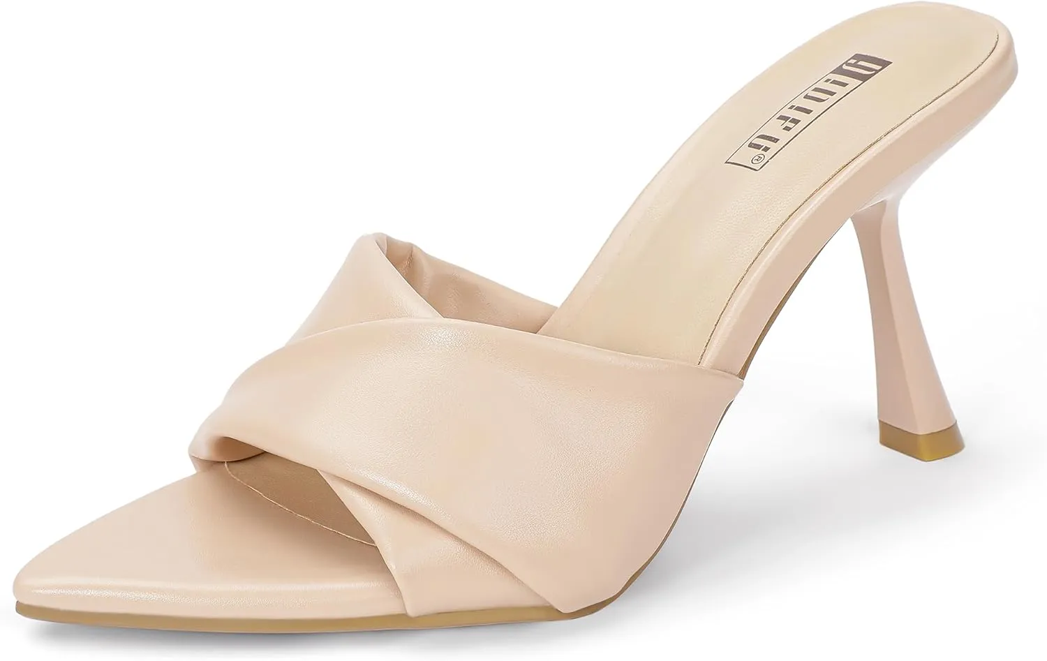 IDIFU IN4 Pointed Open Toe High Stiletto Heels for Women Dressy Slip On Slide Heeled Sandals Comfortable Wedding Bridal Guest Evening Party Prom Dress Shoes Sexy Cute Trendy Fashion Mules Heels