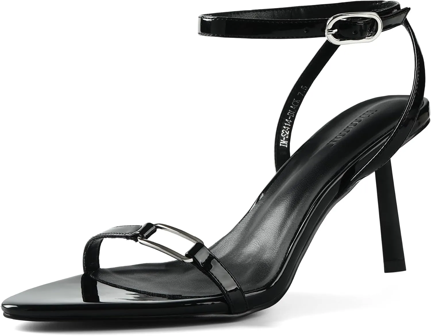 iiimmu Strappy Sandals for Women 3 IN Stilettos Heeled Sandals with Buckle Pointed Open Toe Kitten Summer Heels, Metallic Heels Orange/Black/Violet