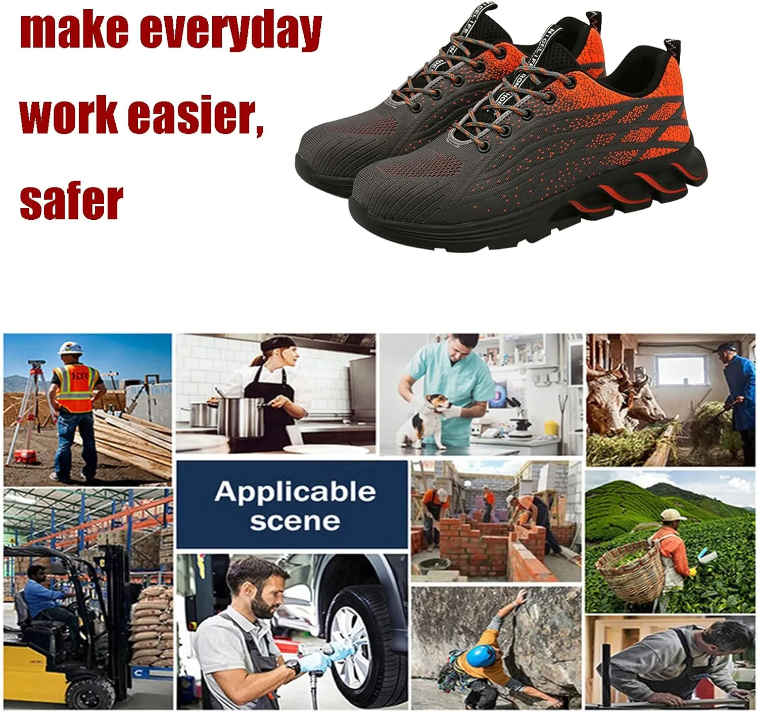 Indestructible Shoes for Women,for Industrial & Construction Site, Drivers, Factories, Kitchens, Gas Stations,