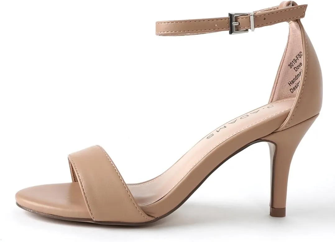 J. Adams Dove Ankle Strap Womens Stiletto For Women Sexy - Open Toe Strappy Heels, Wedding Shoes For Bride, Summer Heels and Bridal Shoes