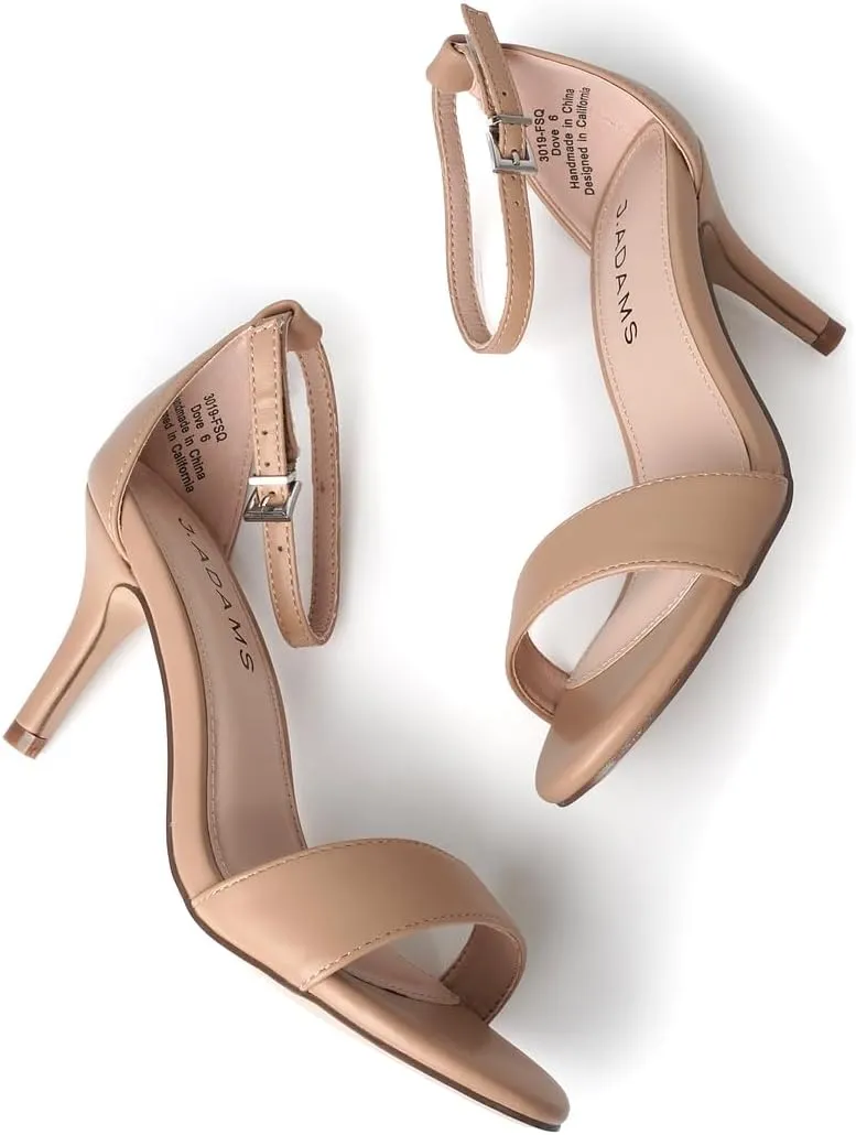 J. Adams Dove Ankle Strap Womens Stiletto For Women Sexy - Open Toe Strappy Heels, Wedding Shoes For Bride, Summer Heels and Bridal Shoes