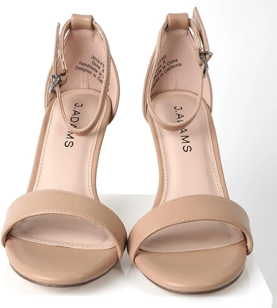 J. Adams Dove Ankle Strap Womens Stiletto For Women Sexy - Open Toe Strappy Heels, Wedding Shoes For Bride, Summer Heels and Bridal Shoes