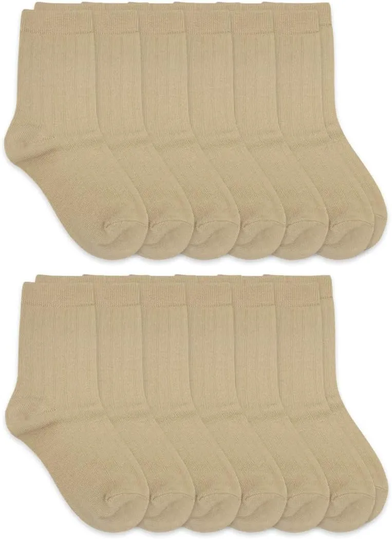 Jefferies Socks Boys School Uniform Rib Crew Dress Socks 12 Pair Pack