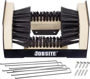 JobSite The Original Boot Scrubber - Includes Stakes for Grass Mounting - All Weather Industrial Shoe Cleaner & Scraper Brush
