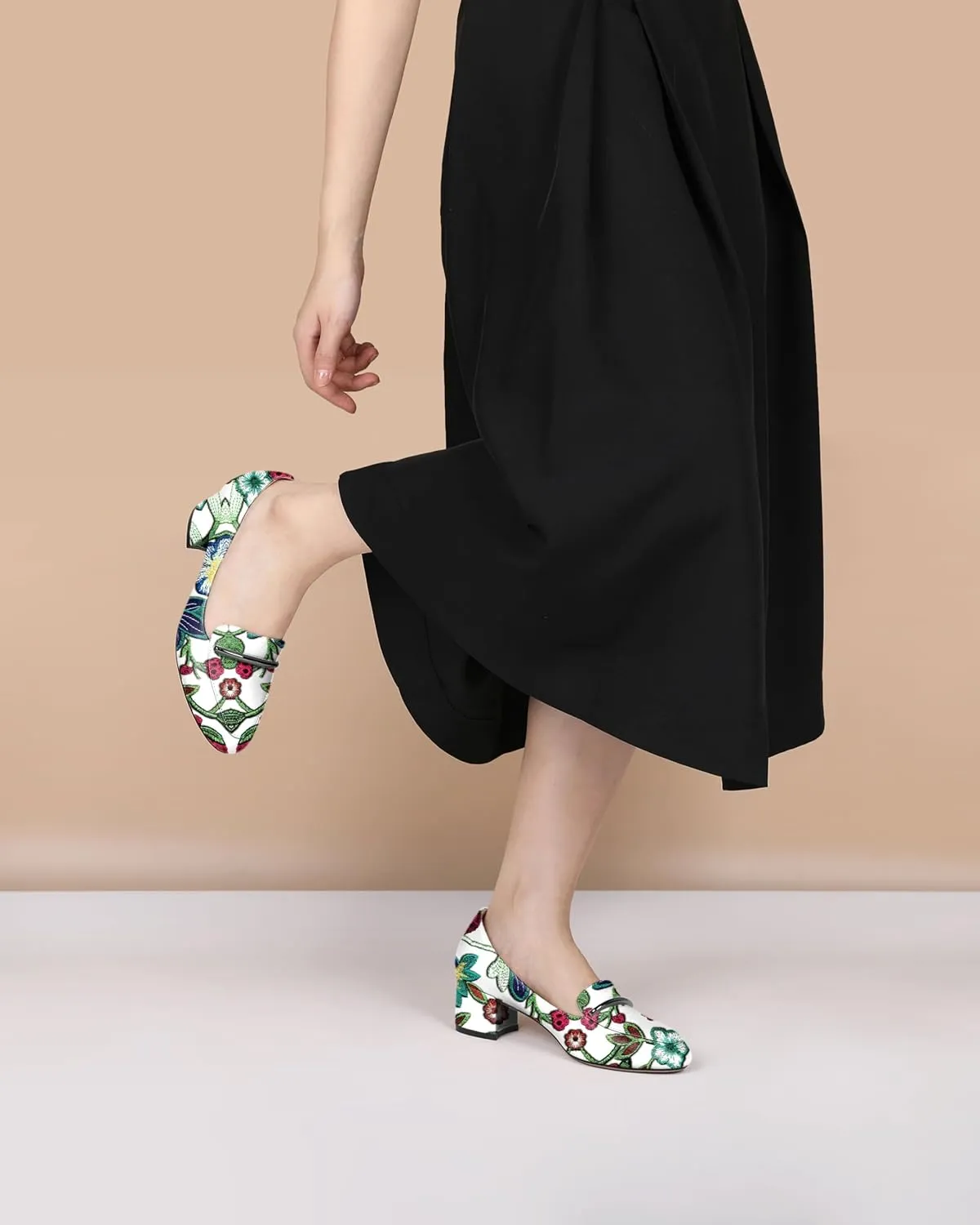 Joseywade Chunky Heel Loafers for Women Low Block Heel 2 Inch Slip on Closed Round Toe Pumps Casual Dress Work Shoes