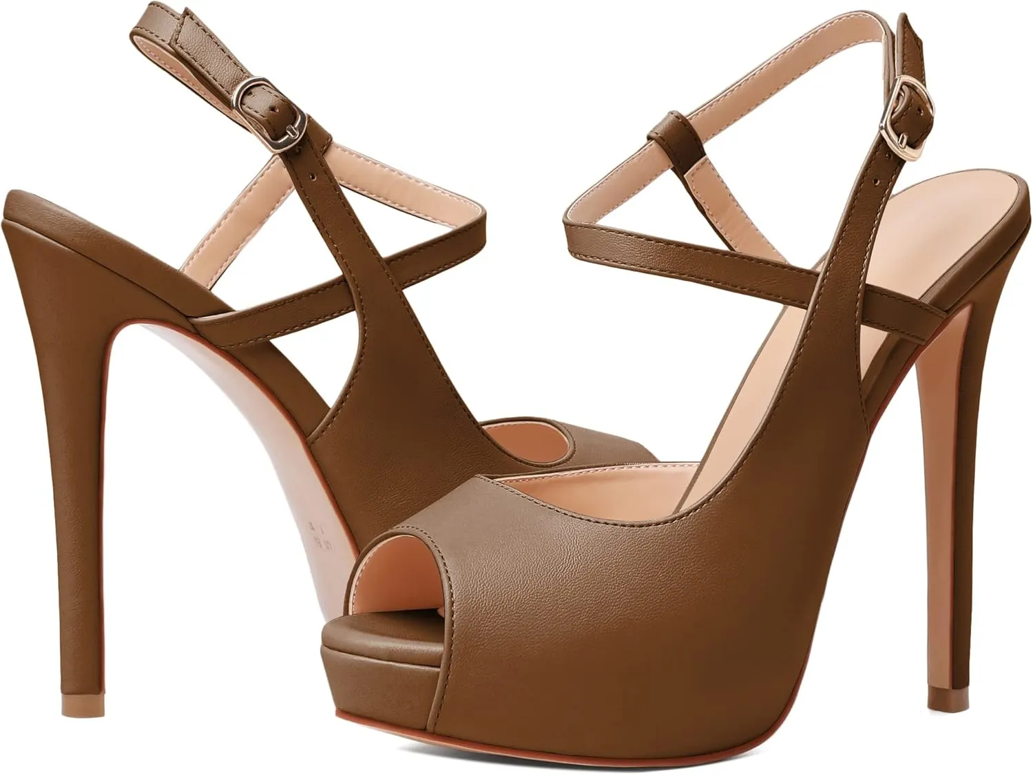 Joseywade Women Slingback Peep Toe Platform Pumps High Heel Sandals 5" Stiletto Heel Party Dress Shoes