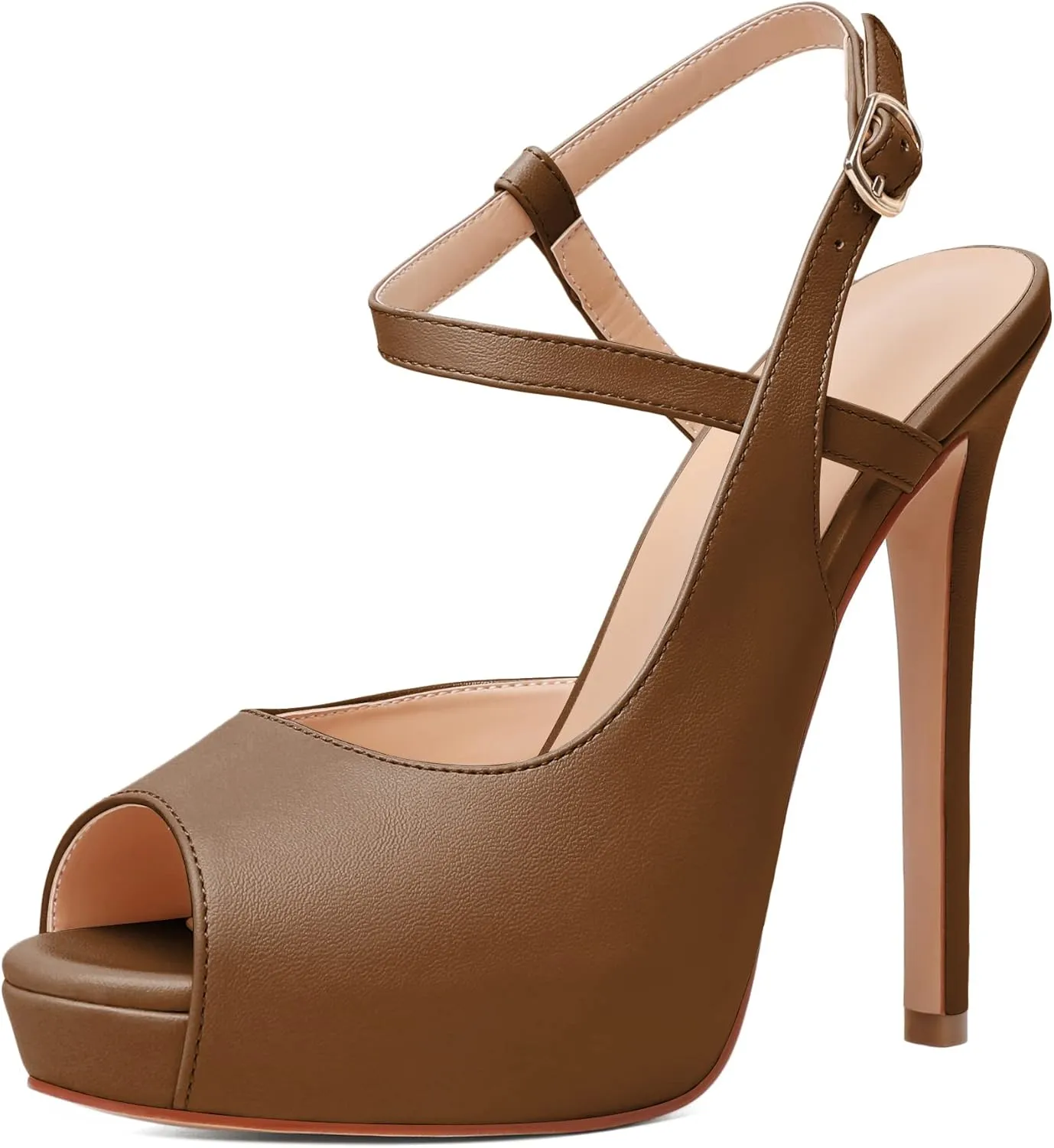 Joseywade Women Slingback Peep Toe Platform Pumps High Heel Sandals 5" Stiletto Heel Party Dress Shoes
