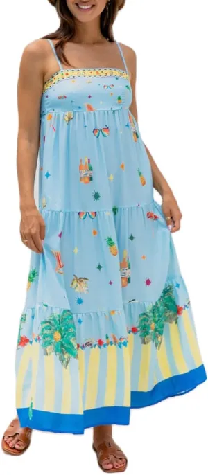 Juakoso Women Spaghetti Strap Maxi Dress Summer Sleeveless Flowy Long Dress Y2k Floral Print Vacation Beach Sundress