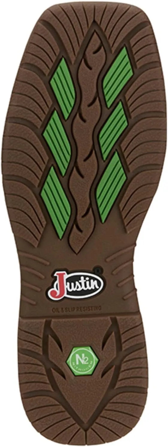 Justin NiTread 11” Composite Toe Boots for Men - Commander Collection - Square Toe Full-Grain Leather Men’s Work Boots with Comfort Footbed and Oil & Slip-Resistant Outsole