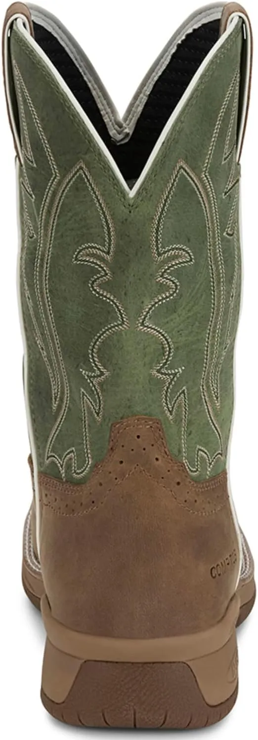 Justin NiTread 11” Composite Toe Boots for Men - Commander Collection - Square Toe Full-Grain Leather Men’s Work Boots with Comfort Footbed and Oil & Slip-Resistant Outsole