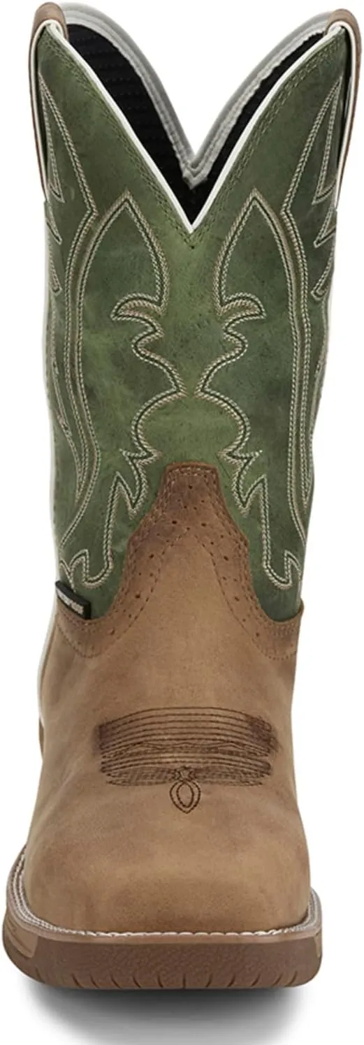 Justin NiTread 11” Composite Toe Boots for Men - Commander Collection - Square Toe Full-Grain Leather Men’s Work Boots with Comfort Footbed and Oil & Slip-Resistant Outsole