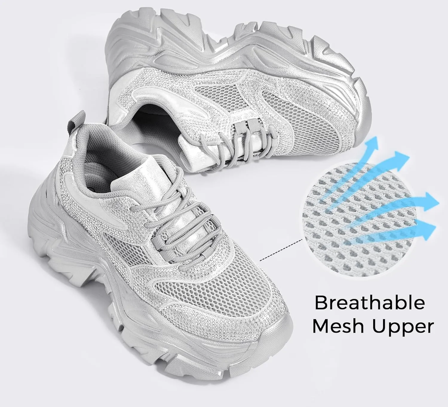 K KIP WOK Chunky Sneakers for Women Fashion Platform White Leather Casual Dad Shoes Comfortable Wedge Walking Sport Sneakers