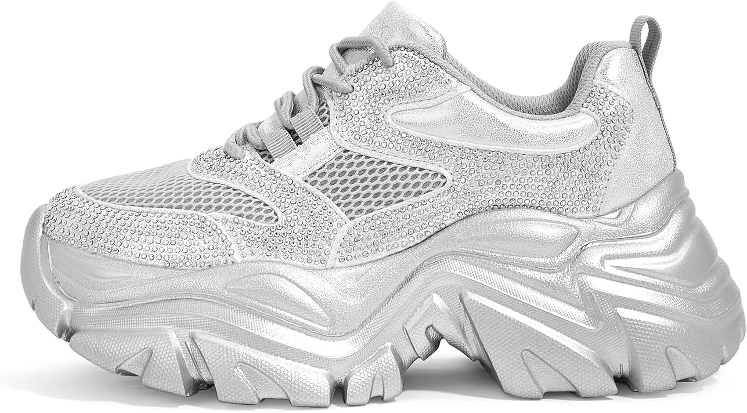K KIP WOK Chunky Sneakers for Women Fashion Platform White Leather Casual Dad Shoes Comfortable Wedge Walking Sport Sneakers