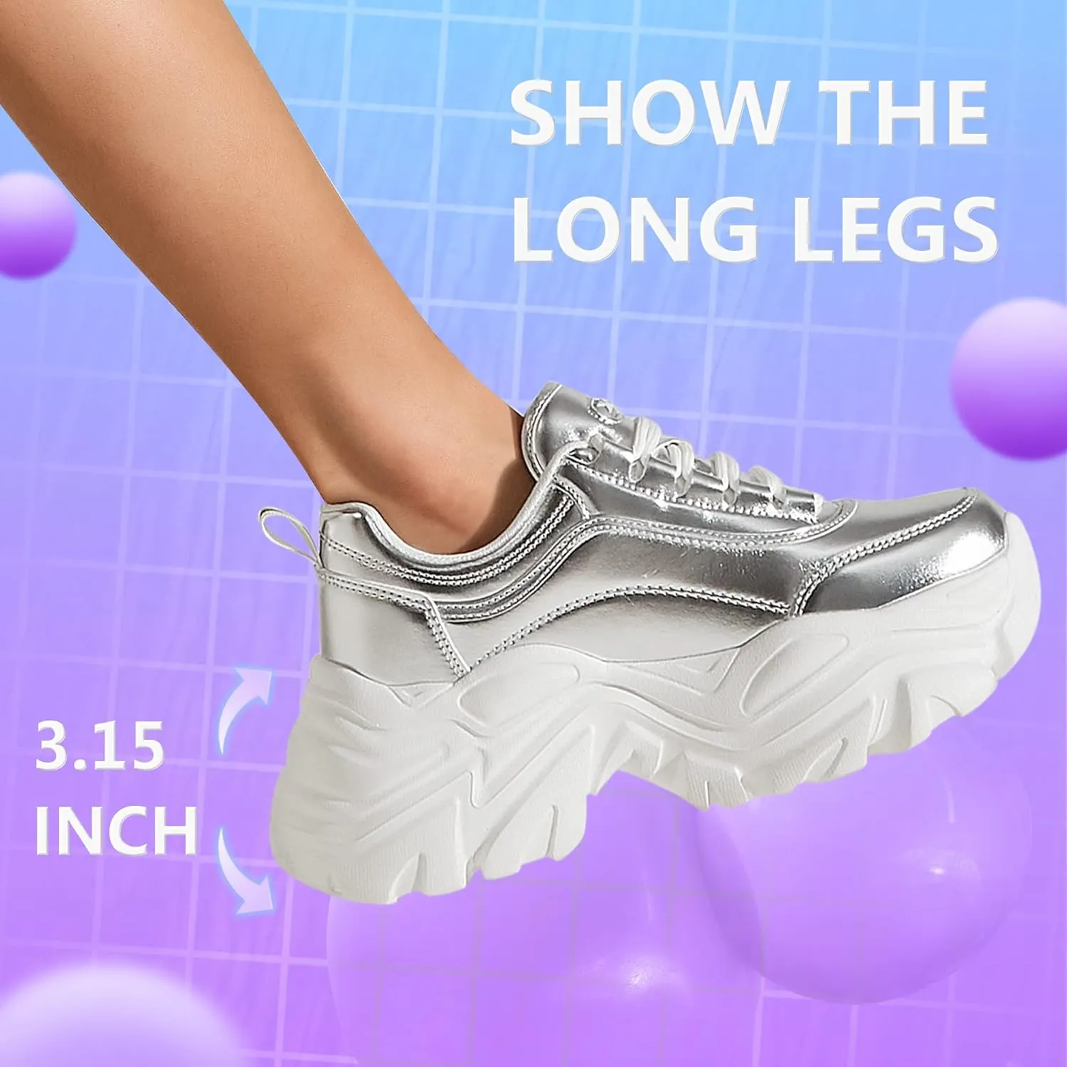 K KIP WOK Chunky Sneakers for Women Fashion Platform White Leather Casual Dad Shoes Comfortable Wedge Walking Sport Sneakers