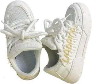 Kawaii Platform Shoes - Chunky Sneakers for Women, Breathable Mesh Platform Shoes, Aesthetic Shoes, Alphabet Elements