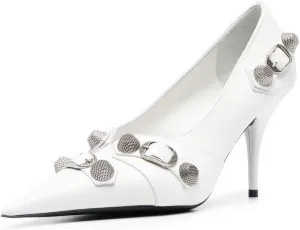 keleimusi Studded Buckled Stiletto Pointed Toe Pumps Trendy High Heels for Women
