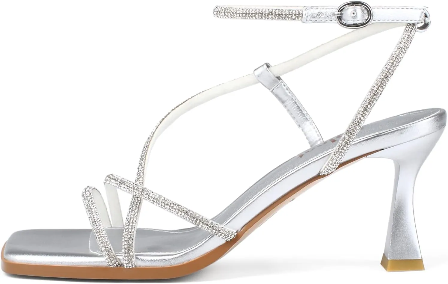 Kitten Heels for Women - Square Open Toe Strappy Heeled Sandals with Ankle Strap - Wedding Dress Heels