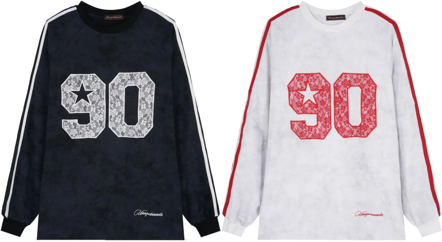 Lace Jersey Y2k Baggy Number Shirt Star Graphic Tees Oversized V Neck Tshirts 90s Summer Tops Streetwear Long Sleeve