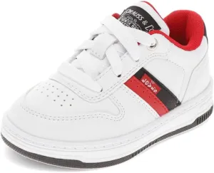Levi's Toddler Drive Lo Synthetic Leather Casual Lowtop Sneaker Shoe, White/Black/Red, 5 M