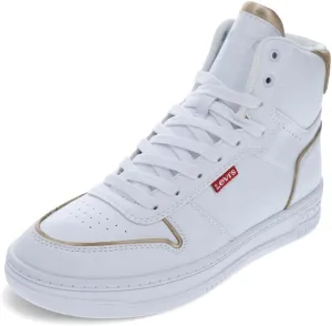 Levi's Women's Drive Hi Sneaker, White/Gold, 9