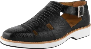 LIBERTYZENO Mens Fisherman Closed Toe Sandals Crocodile Print Genuine Leather Buckle Closure Casual Dress Shoes