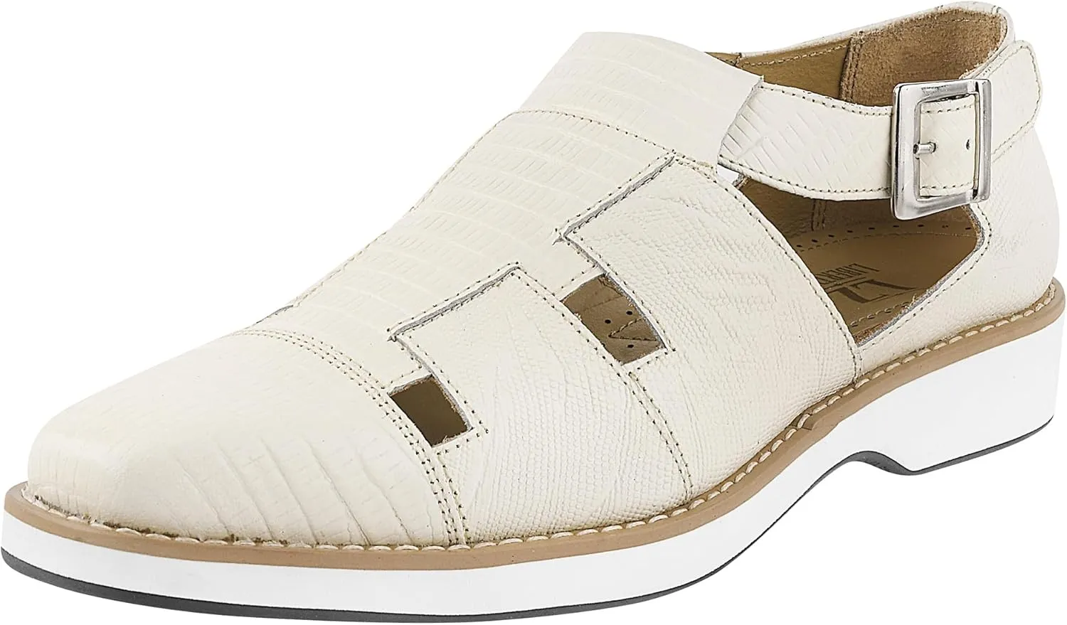 LIBERTYZENO Mens Fisherman Closed Toe Sandals Crocodile Print Genuine Leather Buckle Closure Casual Dress Shoes