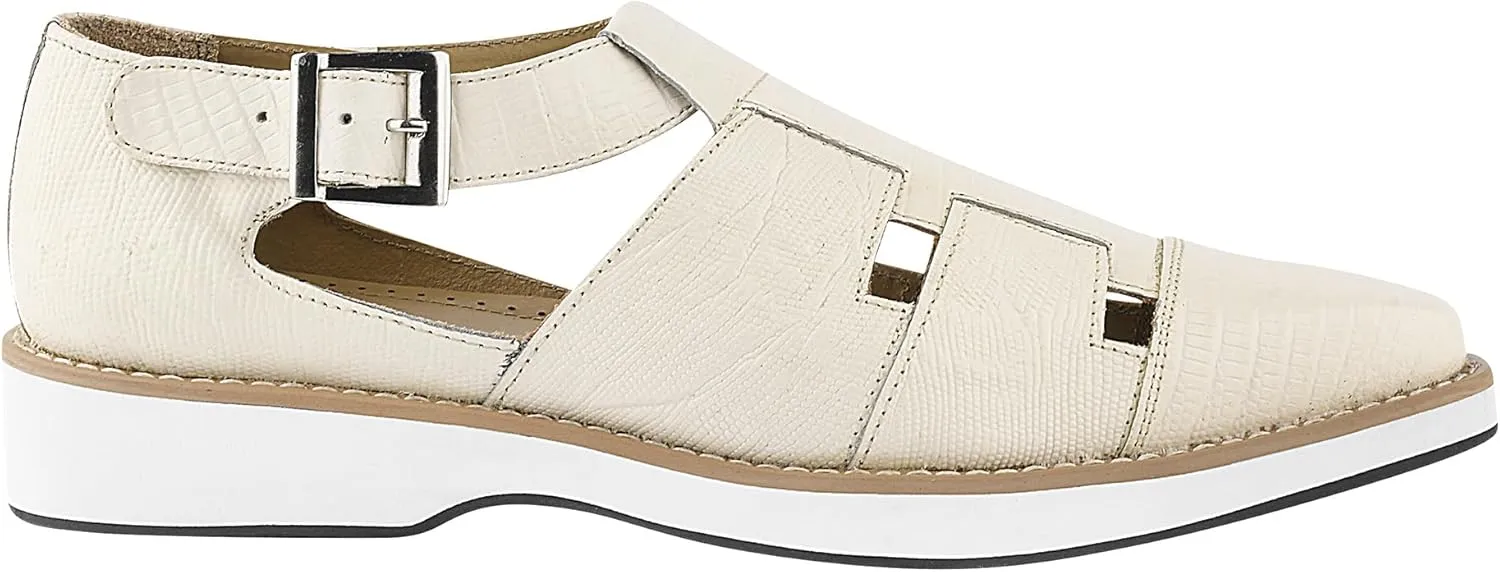 LIBERTYZENO Mens Fisherman Closed Toe Sandals Crocodile Print Genuine Leather Buckle Closure Casual Dress Shoes