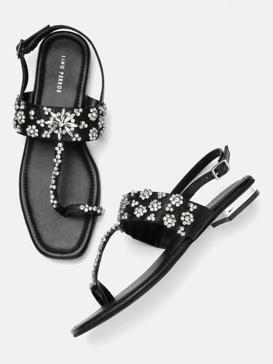 Lino Perros Women Embellished T-Strap Flats