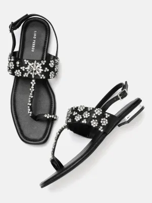 Lino Perros Women Embellished T-Strap Flats