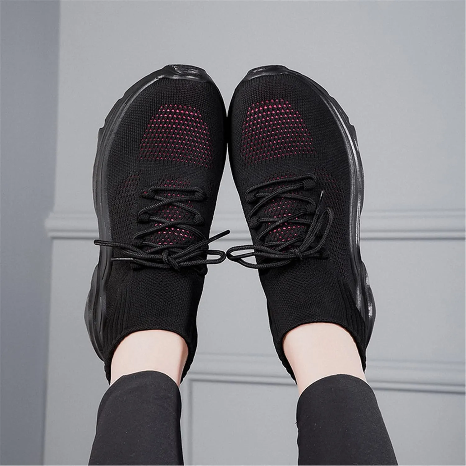 LLTMALL Women's Men's Chunky Sock Sneakers Lace up High Top Lightweight Mesh Running Shoes