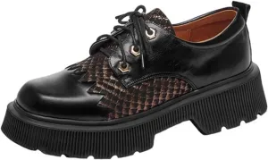 Loafers for Women Vintage Women Chunky Platform Oxfords Leather Derby Shoes for Spring Office Comfort