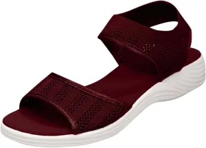 Low Wedges Sandals for Women Comfortable Cushion Hollow Out Knit Ankle Strap Slip On Lightweight Walking Platforms