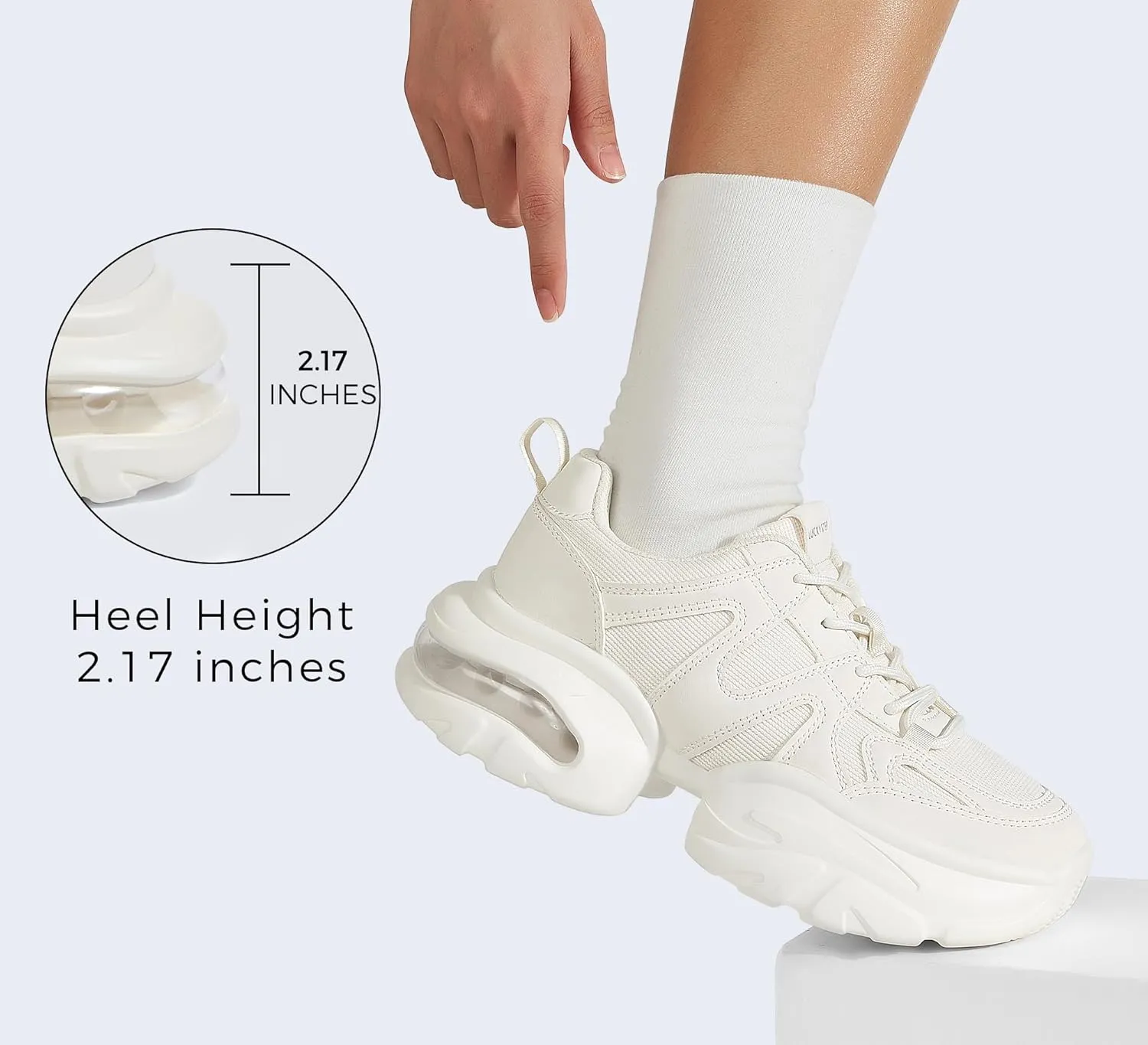 LUCKY STEP Women's Air Cushion Chunky Sneaker Fashion Thick Sole 90S Retro Dad Rave Casual Comfortable Walking Shoes
