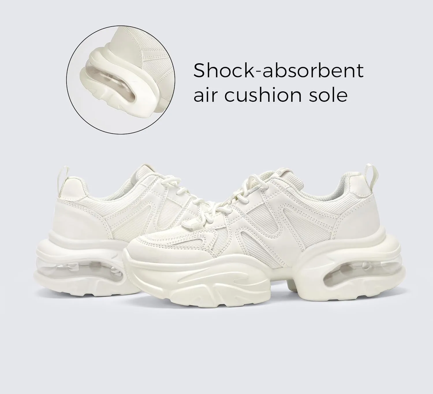 LUCKY STEP Women's Air Cushion Chunky Sneaker Fashion Thick Sole 90S Retro Dad Rave Casual Comfortable Walking Shoes