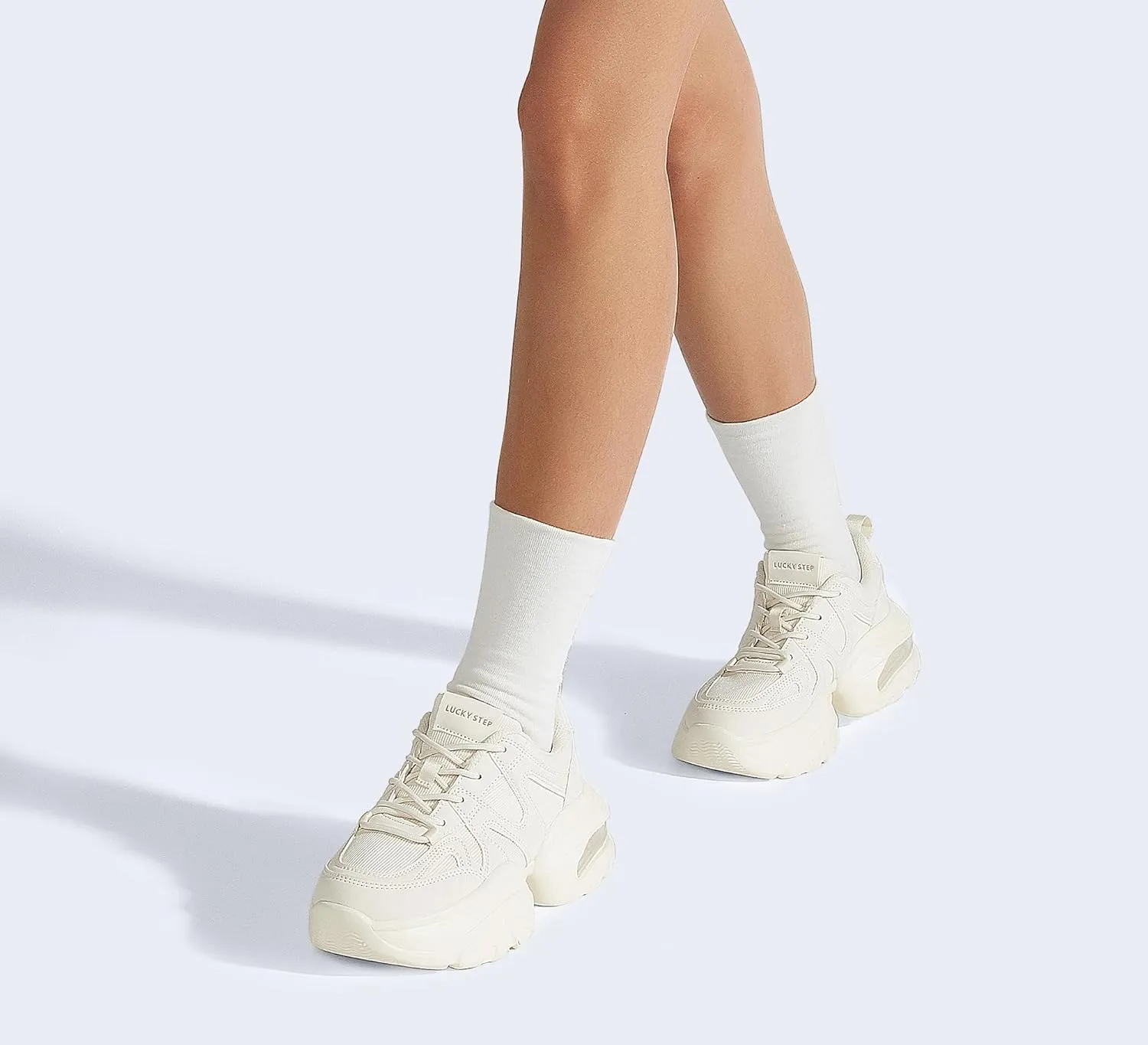 LUCKY STEP Women's Air Cushion Chunky Sneaker Fashion Thick Sole 90S Retro Dad Rave Casual Comfortable Walking Shoes