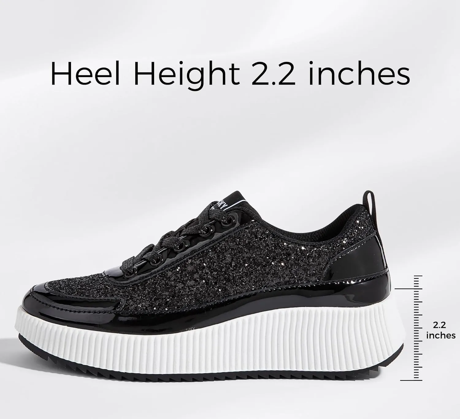 LUCKY STEP Women's Platform Sneakers Rhinestone Fashion Chunky Casual Sparkly Retro Braided Walking Shoes