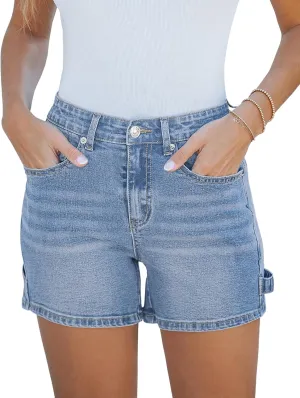 luvamia Jean Shorts for Women Trendy High Waisted Denim Shorts Carpenter Stretchy Summer Casual Mom Cut Off Jeans Shorts