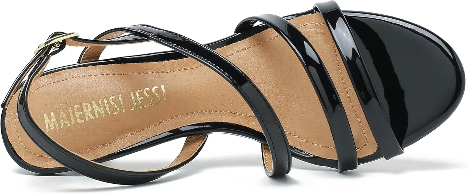 MAIERNISI JESSI Unisex Men's Women's Strappy Dress Sandals Kitten Heel Slingback Heels