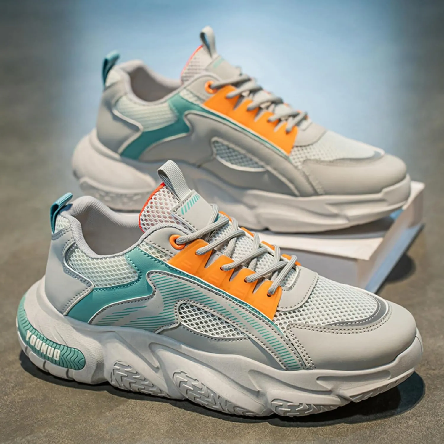 Men 's Fashion Breathable Mesh Chunky Platform Sneakers Casual Soft Thick Dad Shoes Retro Running Walking Shoes