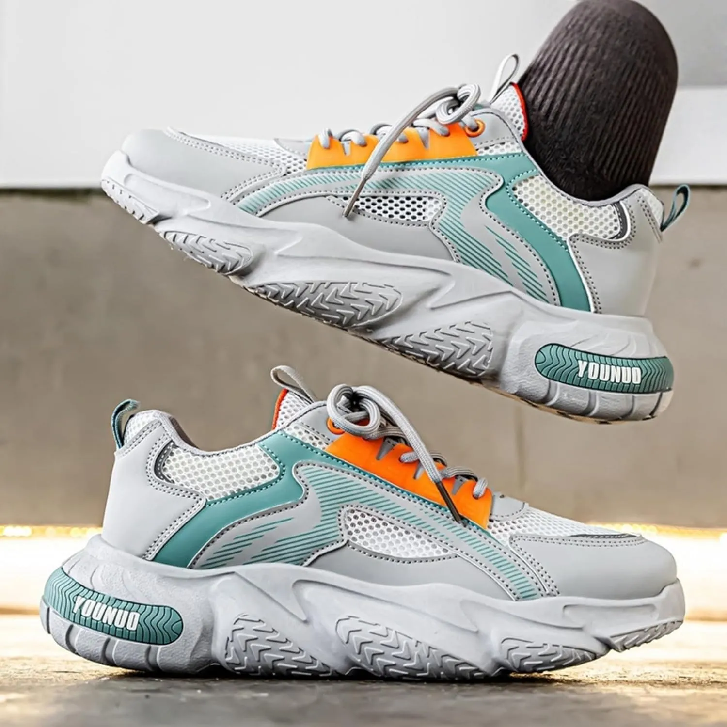 Men 's Fashion Breathable Mesh Chunky Platform Sneakers Casual Soft Thick Dad Shoes Retro Running Walking Shoes