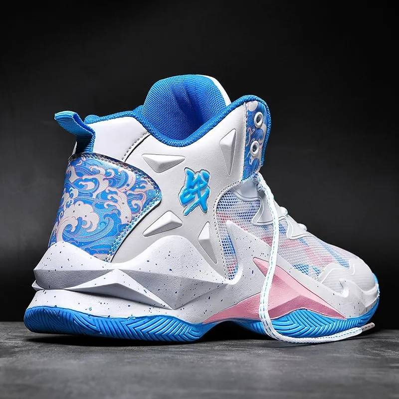 Men Women Lace Up High Top Basketball Shoes Breathable Non Slip Outdoor Fashion Sneakers Lightweight Volleyball Shoes Non Slip Basketball Shoes