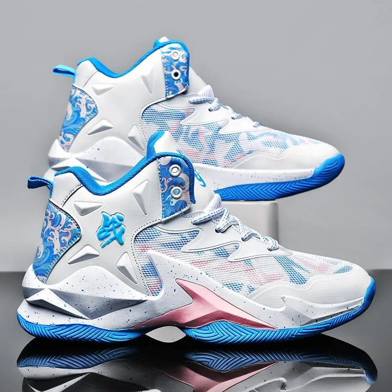 Men Women Lace Up High Top Basketball Shoes Breathable Non Slip Outdoor Fashion Sneakers Lightweight Volleyball Shoes Non Slip Basketball Shoes