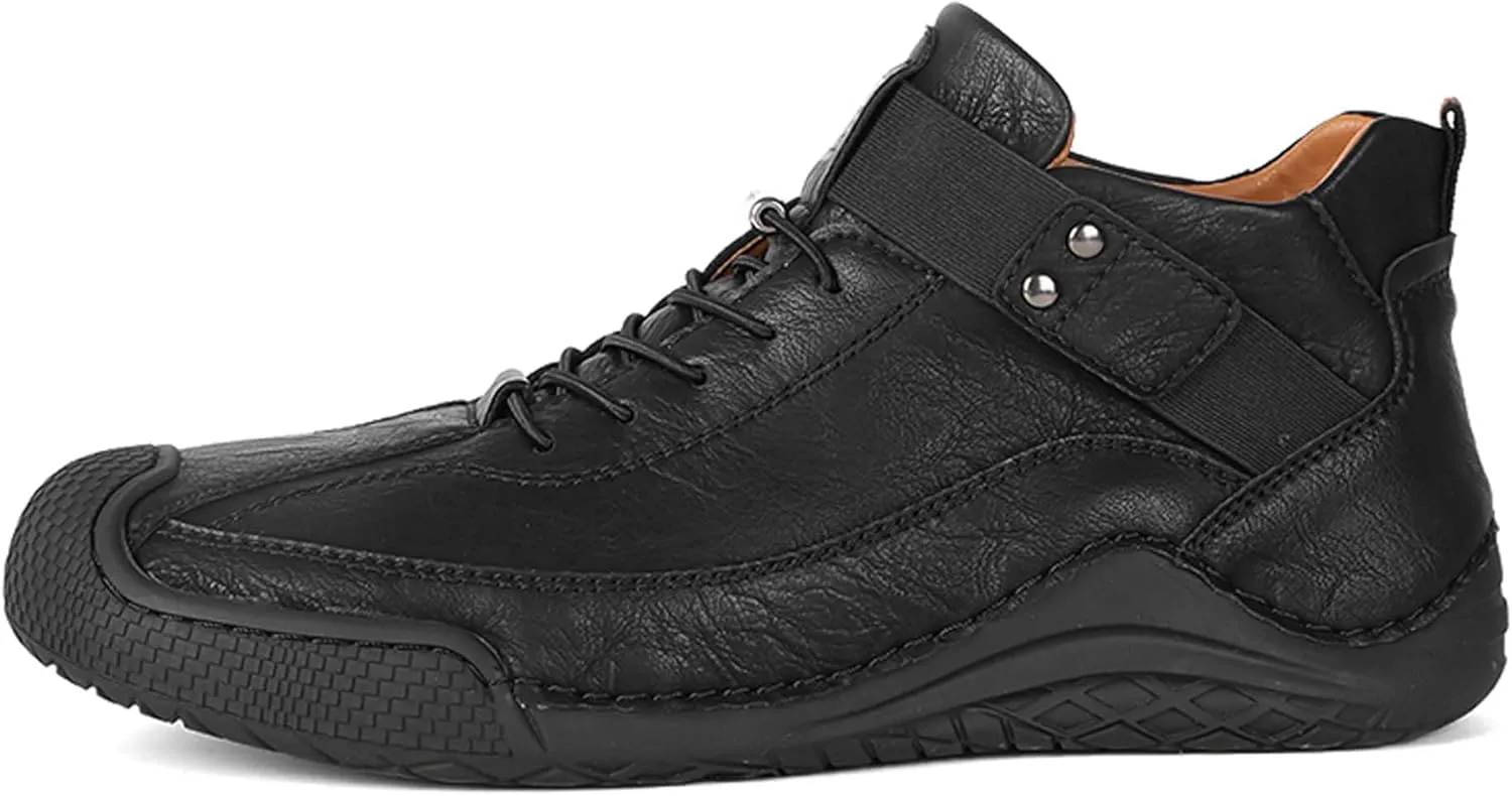 Men's Casual Loafers-Vintage Hand-stitched Leather Shoes-Classic Lace-up Business Office Shoes-Breathable Anti-slip Casual Walking Shoes-Outdoor Sports Shoes