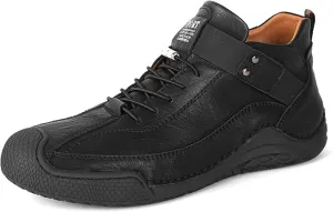 Men's Casual Loafers-Vintage Hand-stitched Leather Shoes-Classic Lace-up Business Office Shoes-Breathable Anti-slip Casual Walking Shoes-Outdoor Sports Shoes