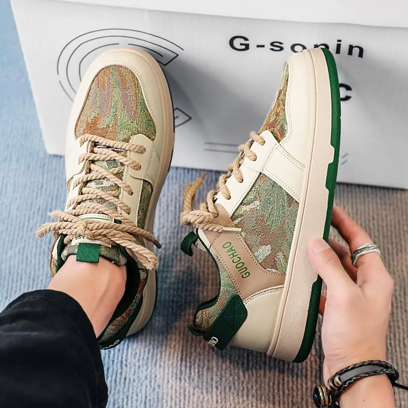 Men's Chunky Platform Sneakers Mens Casual Shoes Fashion Sneakers Breathable Comfort Walking Classic Lace-Up Low Top Casual Wear Shoes for Male