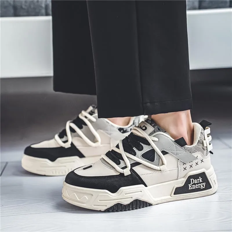 Men's Chunky Platform Sneakers Mens Casual Shoes Fashion Sneakers Breathable Comfort Walking Classic Lace-Up Low Top Casual Wear Shoes for Male