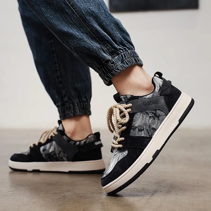 Men's Chunky Platform Sneakers Mens Casual Shoes Fashion Sneakers Breathable Comfort Walking Classic Lace-Up Low Top Casual Wear Shoes for Male