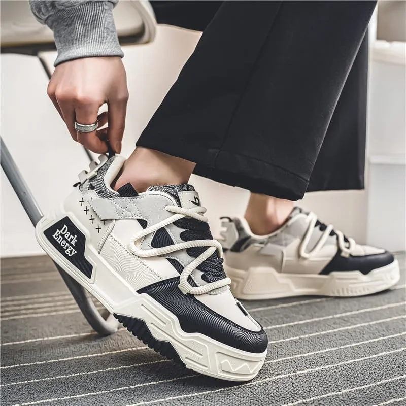 Men's Chunky Platform Sneakers Mens Casual Shoes Fashion Sneakers Breathable Comfort Walking Classic Lace-Up Low Top Casual Wear Shoes for Male