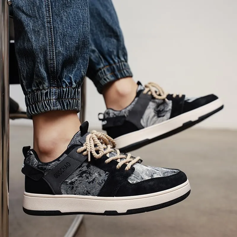Men's Chunky Platform Sneakers Mens Casual Shoes Fashion Sneakers Breathable Comfort Walking Classic Lace-Up Low Top Casual Wear Shoes for Male