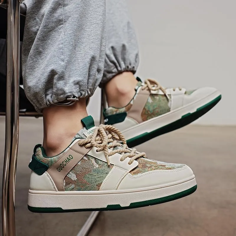 Men's Chunky Platform Sneakers Mens Casual Shoes Fashion Sneakers Breathable Comfort Walking Classic Lace-Up Low Top Casual Wear Shoes for Male